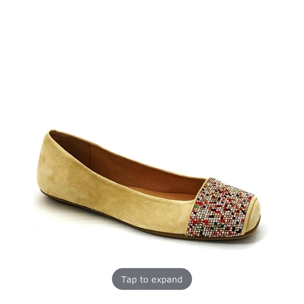 French Sole VIA RHINESTONE/SUEDE FLAT 8.5